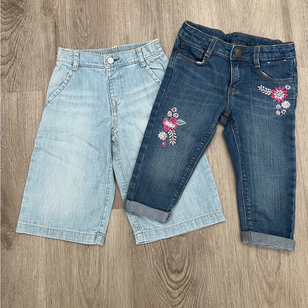 2 Pairs Super Cute toddler jeans.